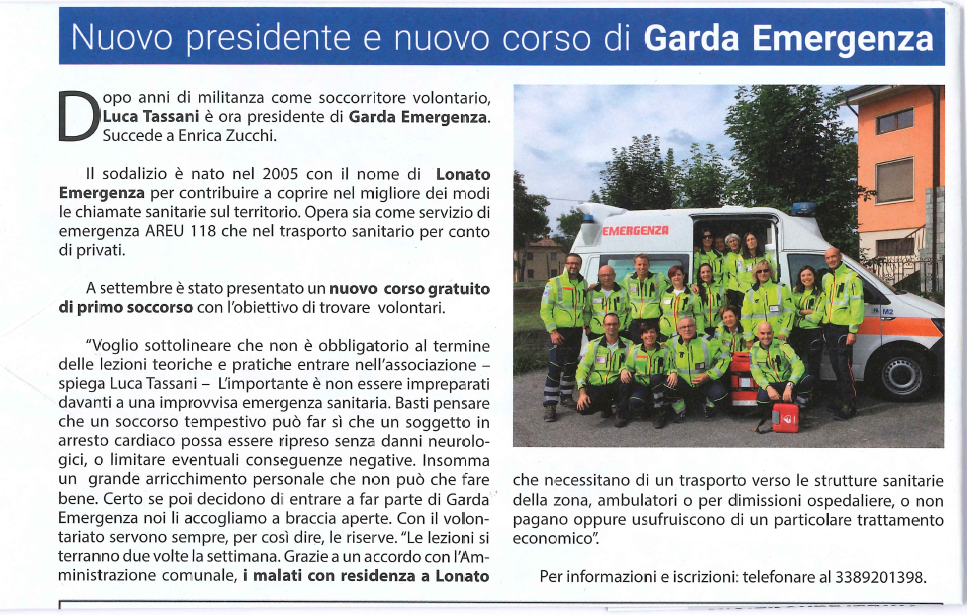 Nuovo presidente e nuovo corso di Garda Emergenza